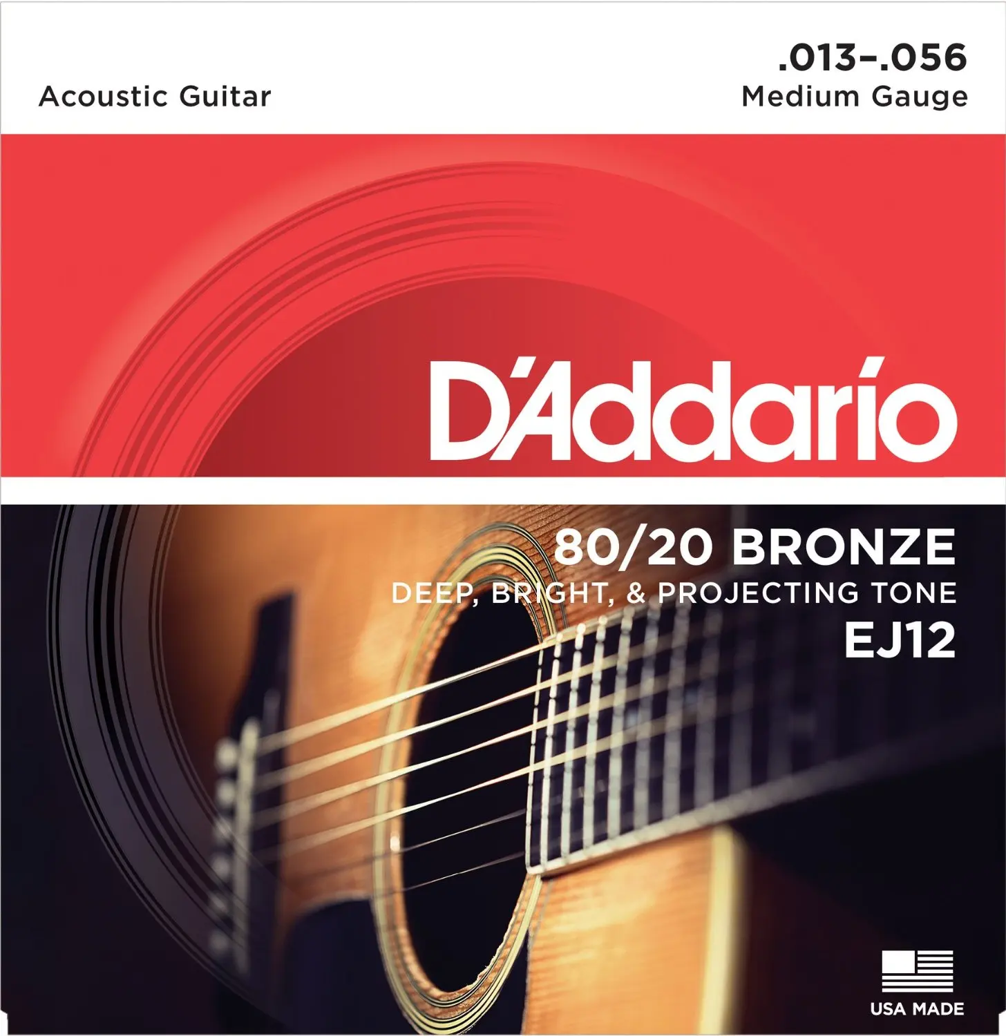 Струны для гитары D'Addario EJ12 80/20 бронзовые акустической средние 13 56|acoustic guitar