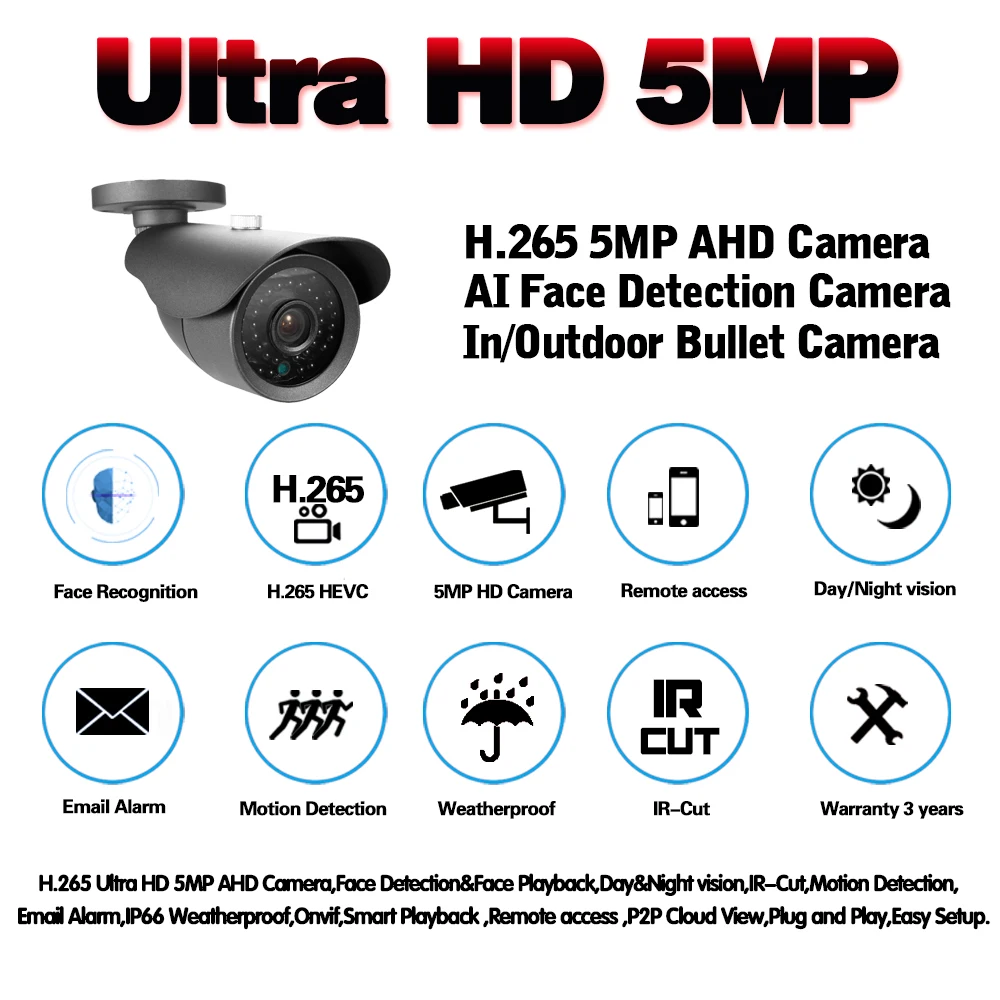 Камера видеонаблюдения NINIVISION HD 2560 МП 1440 * P с быстрой наружной камерой CCTV AHD DVR