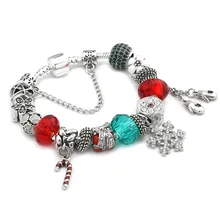 Модные ювелирные изделия браслеты, DIY браслет из сплава с бусинами, рождественский снежинка кулон браслет