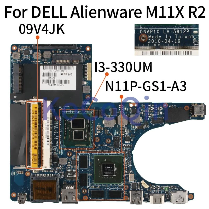 For Dell Alienware M11x R2 Gt335m Notebook Mainboard Cn 09v4jk 09v4jk La 5812p I3 330um N11p Gs1 A3 Ddr3 Laptop Motherboard Laptop Motherboard Aliexpress