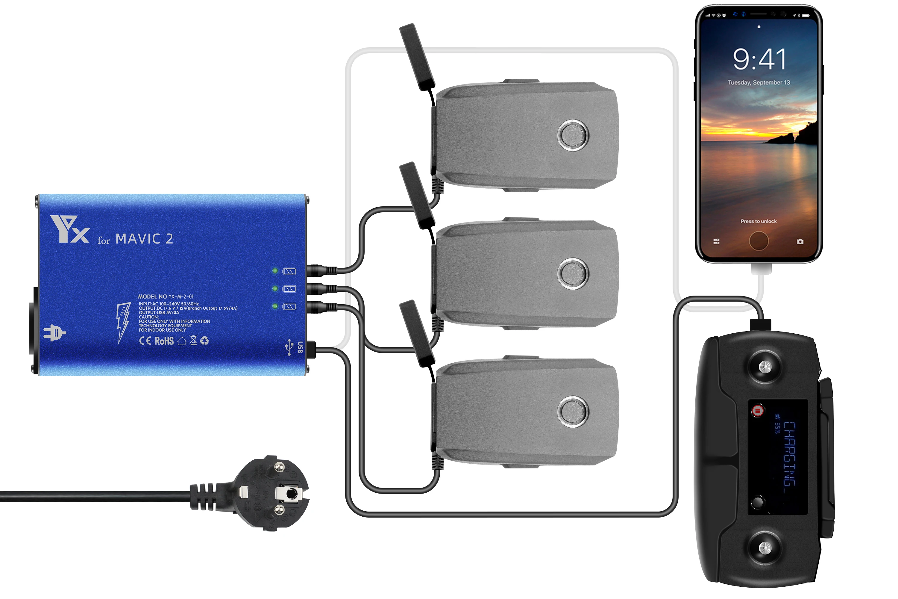 Para dji mavic 2 pro zoom carregador