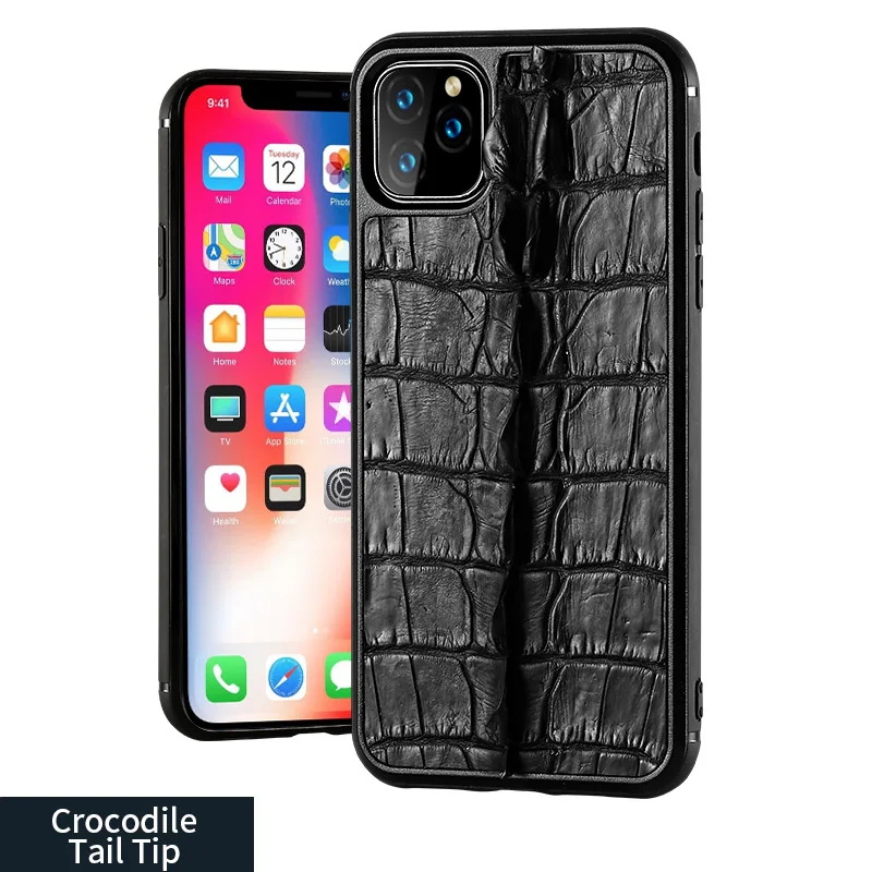 Высококачественный деловой кожаный чехол для телефона для iPhone 11Pro max 11 11 Pro X XS max XR анти-осенний натуральный крокодиловый кожаный чехол - Цвет: Небесно-голубой