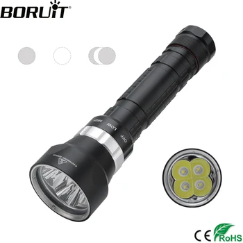 

BORUiT DX4 Scuba Diving Flashlight 3000LM Original XM-L2 LED Torch Powerful Led Flashlight 3-Mode Underwater 50M Lanterna