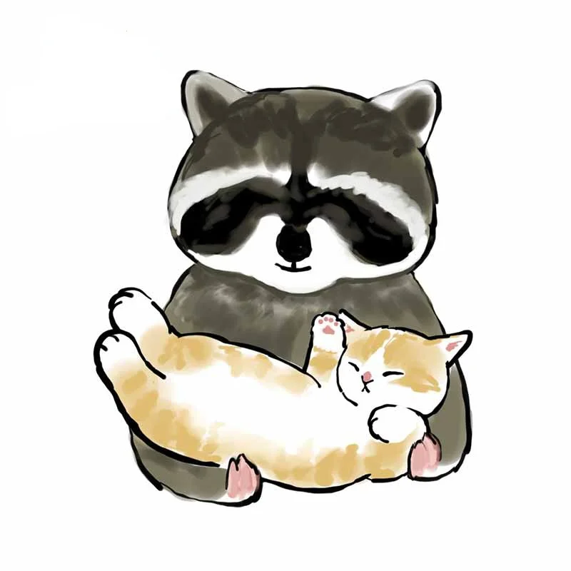 Забавные автомобильные наклейки на холодильник для Mofu Sand Cat Raccoon Graphics