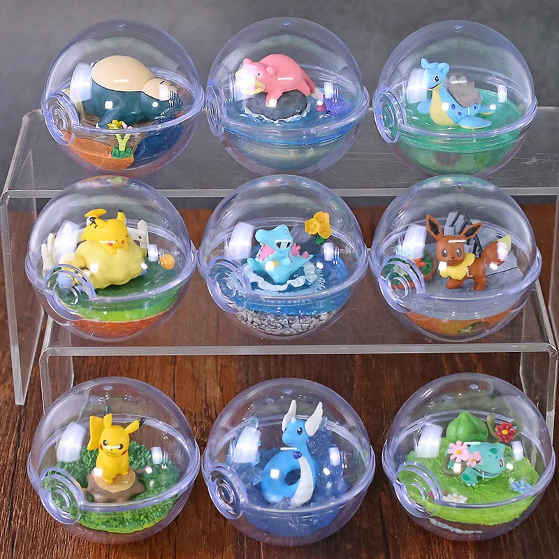 6 шт./компл. прозрачный шар с Пикачу, Бульбазавр, Иви Snorlax Dragonair Lapras ПКМ Аниме фигурки с узором в виде игрушек; подарок для детей