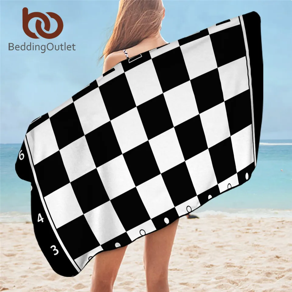 BeddingOutlet шахматные доски банное полотенце для игр пляжное из микрофибры черный и