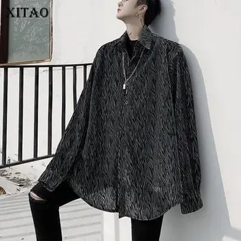 

XITAO Tide Loose Personality Blouse Velvet Bright Color Women Clothes 2020 Spring New Casual Turn Down Collar Shirt Top DMY3482