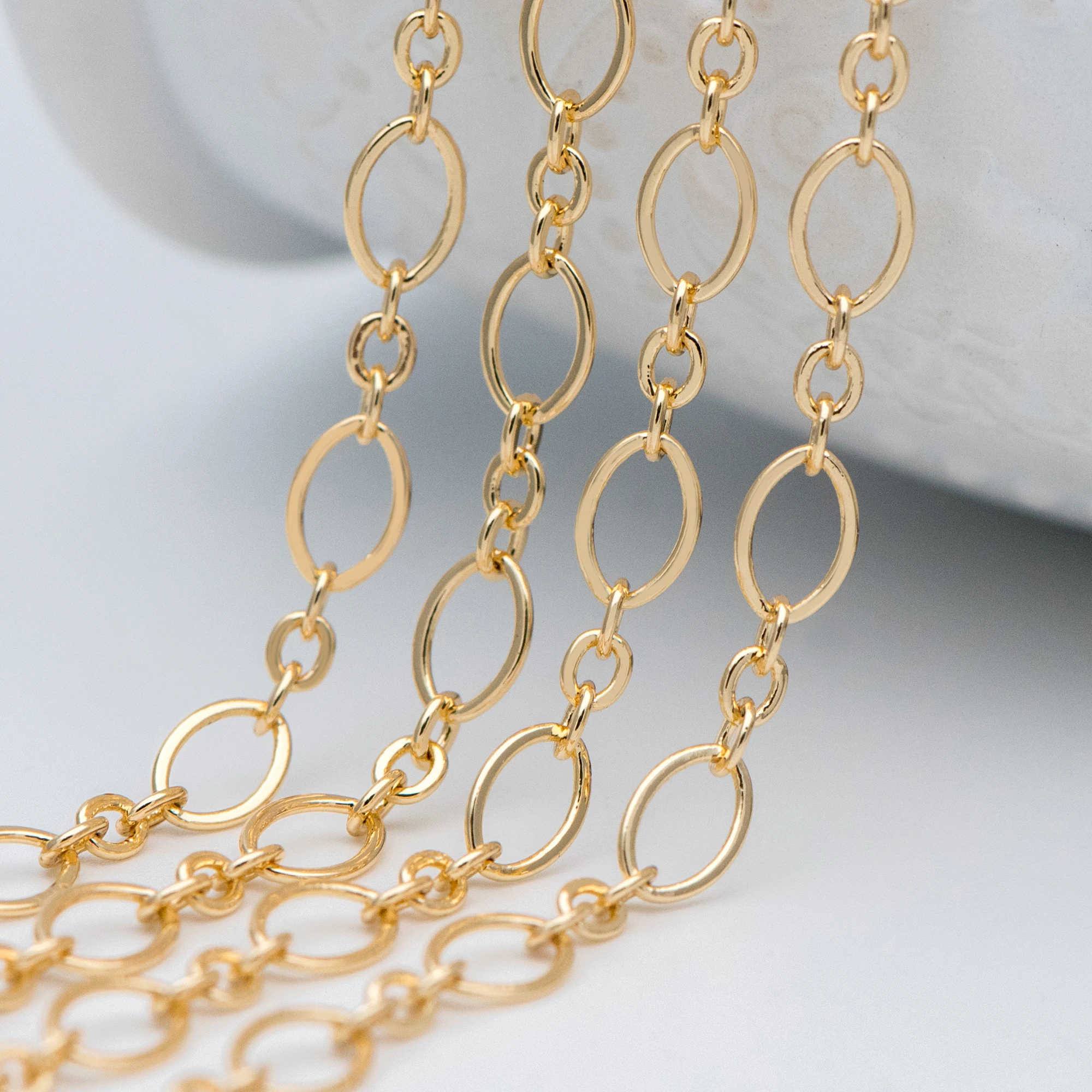 Gold Plated Brass Oval Link Chains 5mm 
