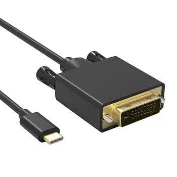 

1080 Type-C to DVI Cable Adapter USB-C to DVI Converter Type C to DVI-D 24 + 1 Video 1080P 10Gbps, 1.8M Length, Black