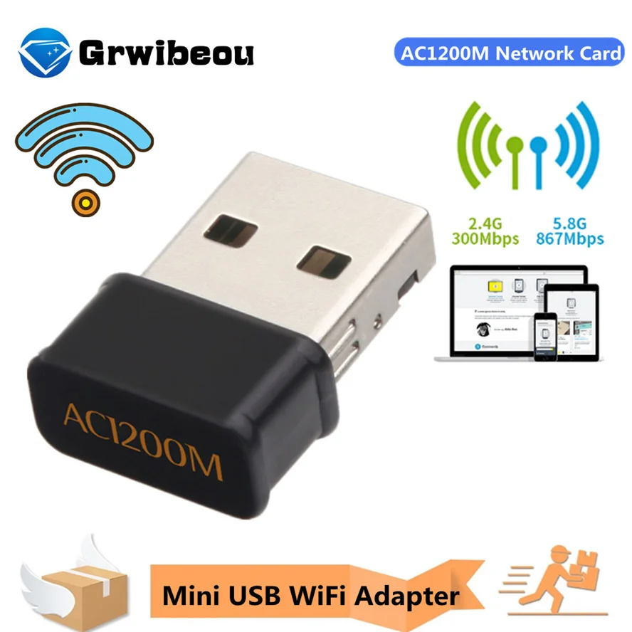 wifi adapter Mini USB WiFi 802.11AC Phát Mạng 1200Mbps 2.4G & 5G Băng Tần Kép Không Dây Wifi dành Cho Laptop Máy Tính Để Bàn best wifi adapter for pc