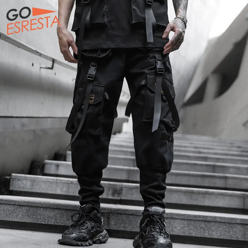 Cotton Hip Hop Cargo Pants Men Streetwear Ribbon Trousers Casual Harem Joggers Sweatpants Harajuku Tide Brand Mens Clothing Cotton Hip Hop Cargo Pants Men Streetwear Ribbon Trousers Casual Harem Joggers Sweatpants Harajuku Tide Brand Mens Clothing
