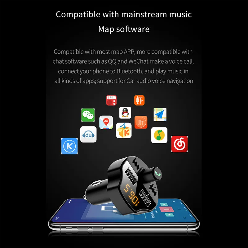 Lovebay Bluetooth 5,0 FM передатчик автомобильный комплект громкой связи беспроводной аудио MP3 плеер TF карта двойной USB 3.1A быстрое зарядное устройство автомобильный адаптер