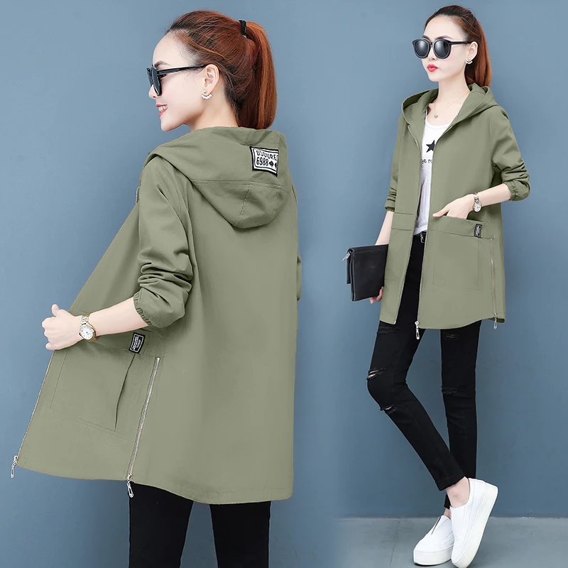 

2020 New Large plus Size Women's Clothing 200 Fat Sister Mid-Length Spring and Autumn Trench Coat