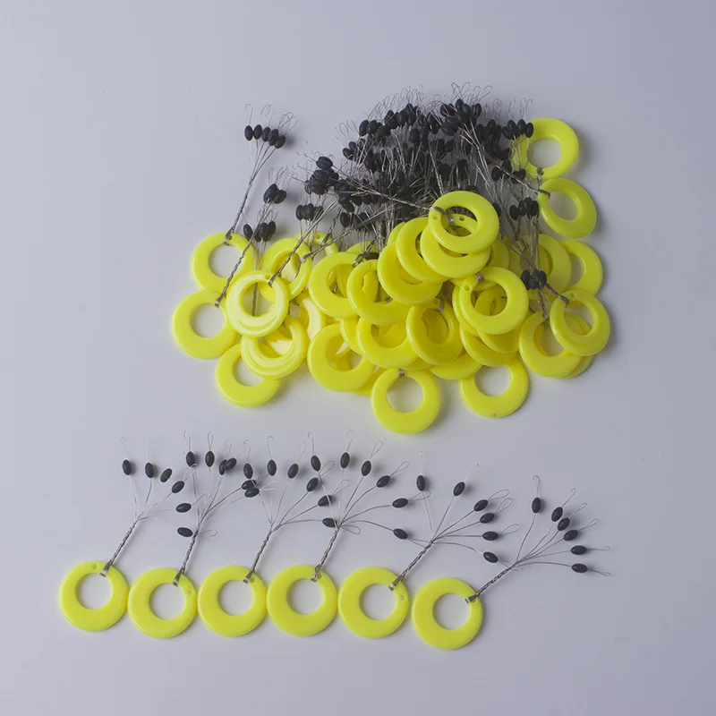 60pcs 10set Float Yellow Rubber Stopper Fishing Floats 5 Size Bobber Oval Bean Space Fishing Line Tackle Equipment Smart Floats