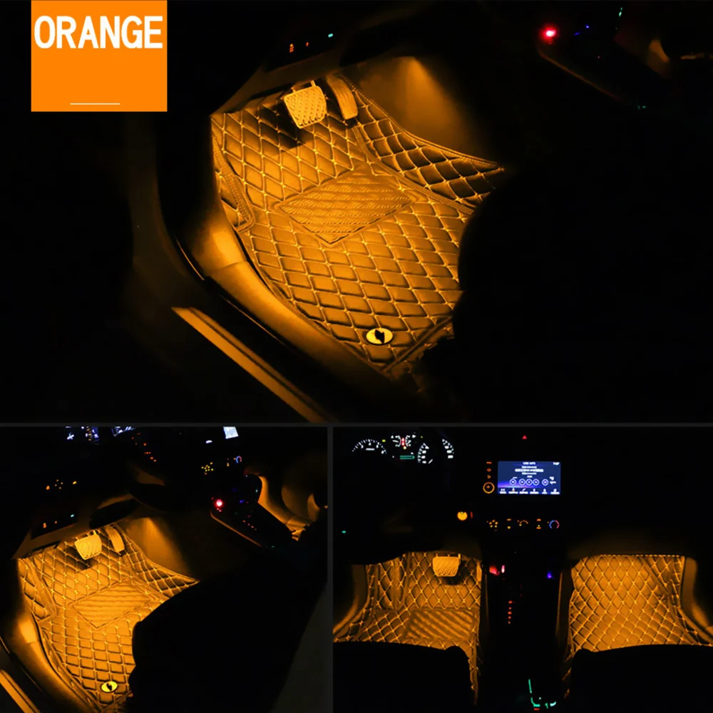 Авто украшение 4 шт./компл. 4* 12LED атмосферные лампы автомобиля RGB полосы света автомобиля-Стайлинг автомобиля интерьерные огни