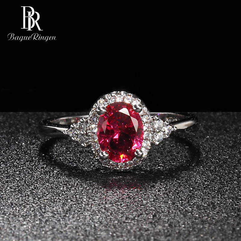 Bague Ringen, серебро 925, кольца для женщин, хорошее ювелирное изделие с драгоценными камнями, Овальный Рубин, циркон, модный юбилей, женский подарок