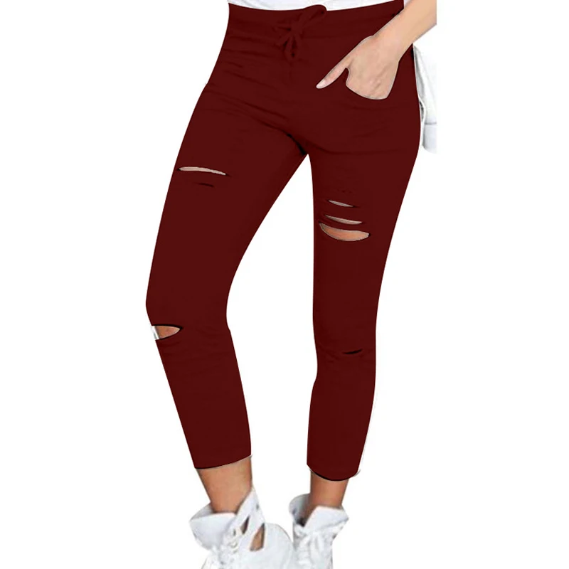 S-4XL Women Skinny Jeans Girls Pants Holes Knees Pencil Pants Casual Pants Black White Elastic Shredded Jeans Black Ripped Jeans S-4XL Women Skinny Jeans Girls Pants Holes Knees Pencil Pants Casual Pants Black White Elastic Shredded Jeans Black Ripped Jeans