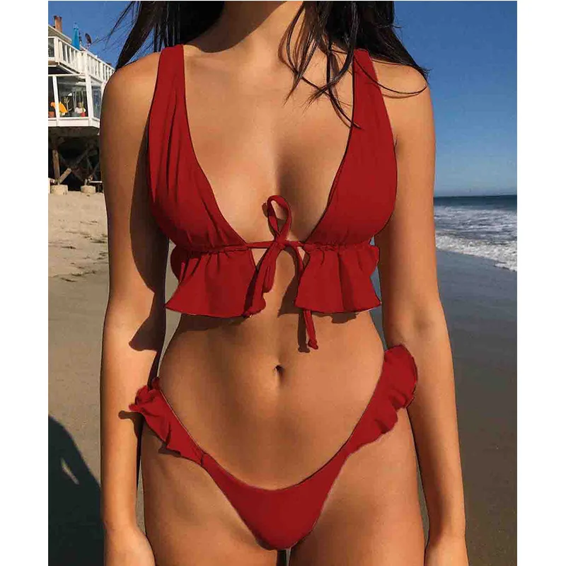 polka dot ruffle swimsuit