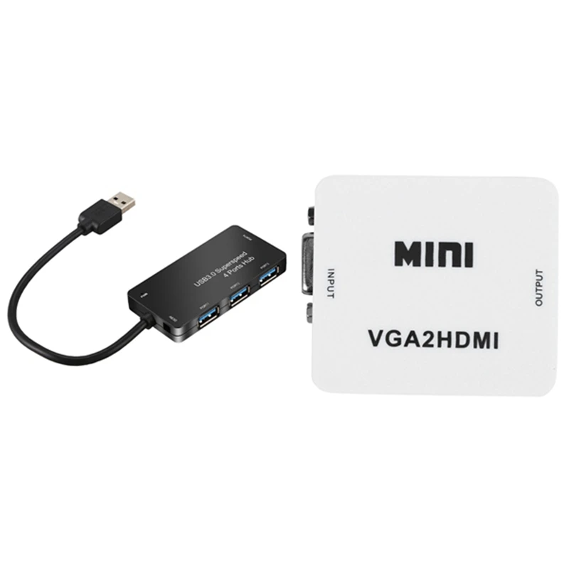 1 шт. мини-концентратор Usb 3 0 a 4 разъема и 1080P o Vga в Hdmi Hd Hdtv видео конвертер адаптер |
