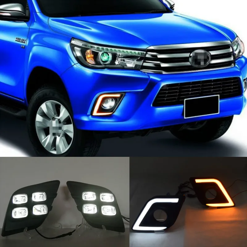 

2 шт. для Toyota Hilux Revo Vigo 2015 2016 2017 светодиодный DRL дневные ходовые огни дневной противотуманный фонарь украшение сигнальная лампа