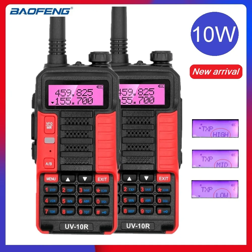 2 uds $TERM impacto Baofeng UV-10R 10W Walkie Talkie actualizado UV-5R CB estación de Radio-aficionado transmisor VHF UHF Radio Amateur 2020 nuevo BF-UV10R