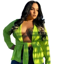 Blazer à manches longues pour femmes, manteau solide, Sexy, à lacets, veste Cardigan, Streetwear, Club, décontracté, automne hiver, 2021 