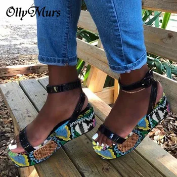 

OllyMurs Big Size 35-43 Brand New Luxury Ladies Colorful Wedges Gladiator Sandals Shoes Woman Party Summer Sandals Women 2020