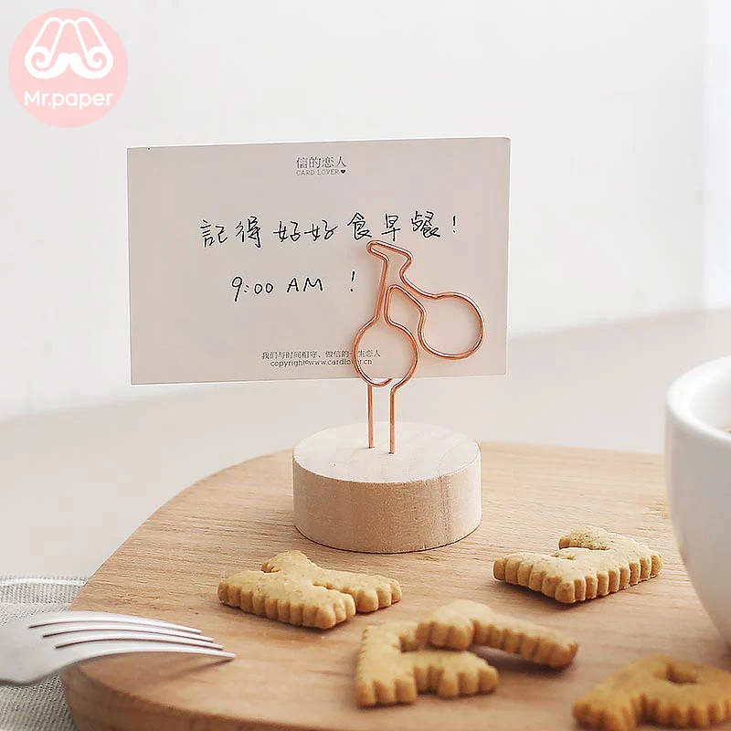 Mr Paper Kawaii Strawberry Cherry Flower Clover Swan Envelope Wooden Memo Clips Memo Pad Photo Holder Standing Memo Clips