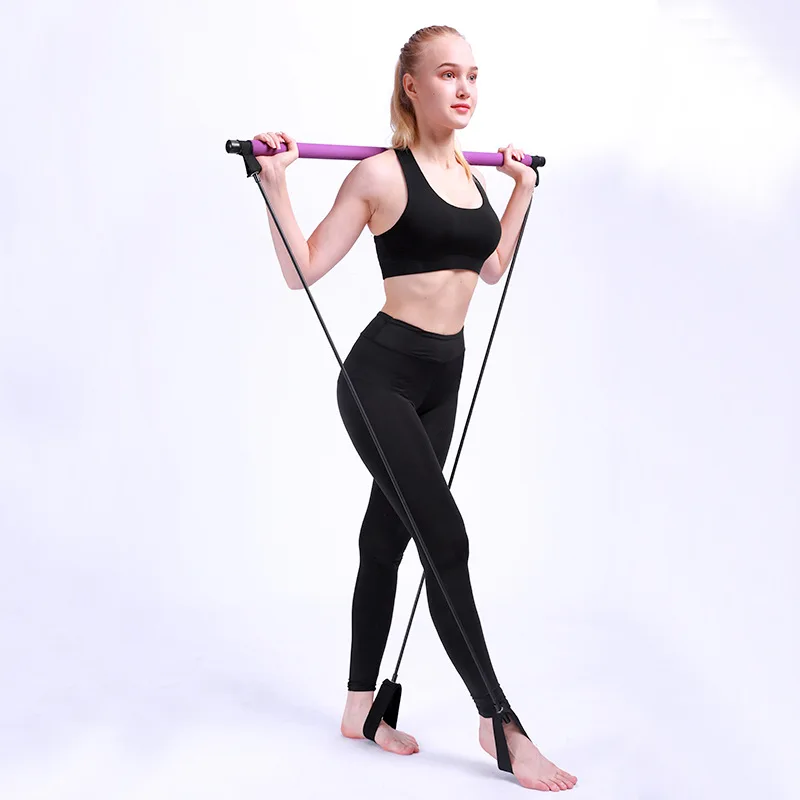 

Portable Pilates Bar Kit Resistance Band Yoga Exercise Foot Loop Toning Bar Yoga Pilates for Yoga Stretch Twisting Sit-Up Bar