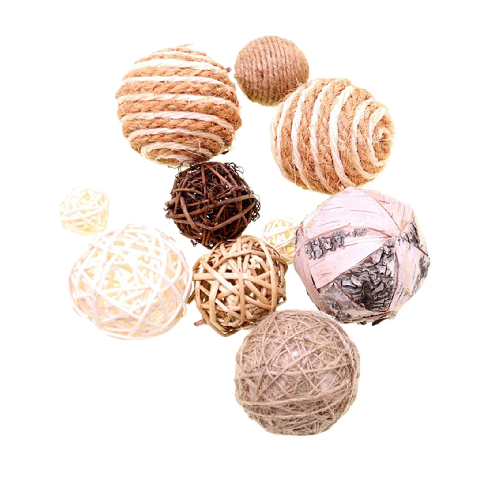 Bolas de de tejido Natural para decoración mesa, de mimbre para Navidad, 10 Uds.|Decoraciones DIY de fiestas| - AliExpress