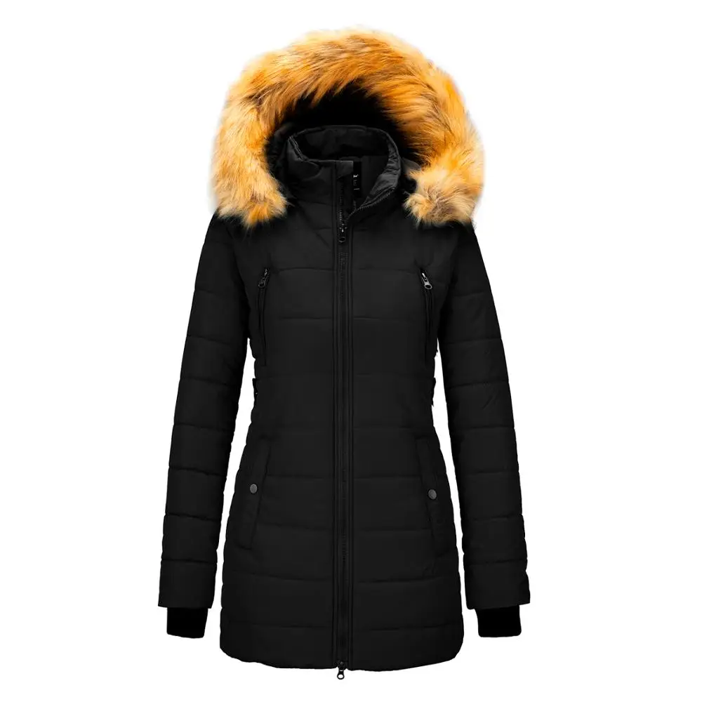 

Wantdo Women Warm Winter Coat Thicken Puffer Jacket Quilted Parka with Fur Hood