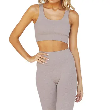 

Seamless Crop Top Woman Legging Set And Skinny Pants Elastic Waist High Waist Outfit Set Clothing Woman
