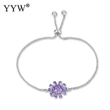 Элегантный женский браслет зеленый/фиолетовый цветок кулон Женская Грация браслет Регулируемая цепочка очаровательные украшения Bileklik