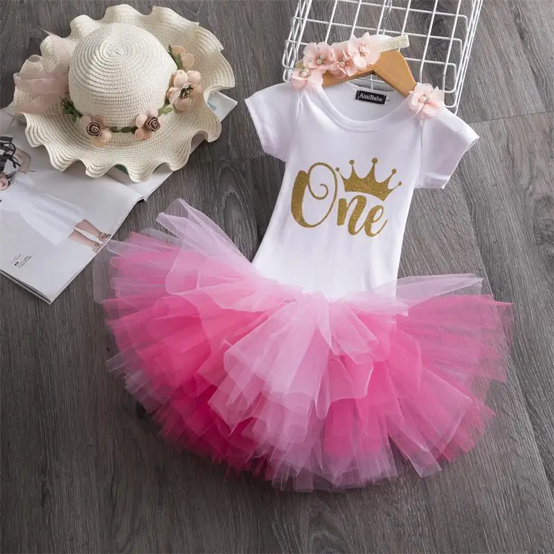 Одежда для новорожденных; одежда для крещения на один год; одежда для первого дня рождения; хлопковое платье принцессы для крещения; платье с единорогом для маленьких девочек; одежда для малышей - Цвет: 3