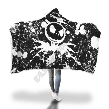 

The Nightmare Before Christmas Jack Skull 3d printed Hooded Blanket Adult child Sherpa Fleece Wearable Blanket Halloween Style-2