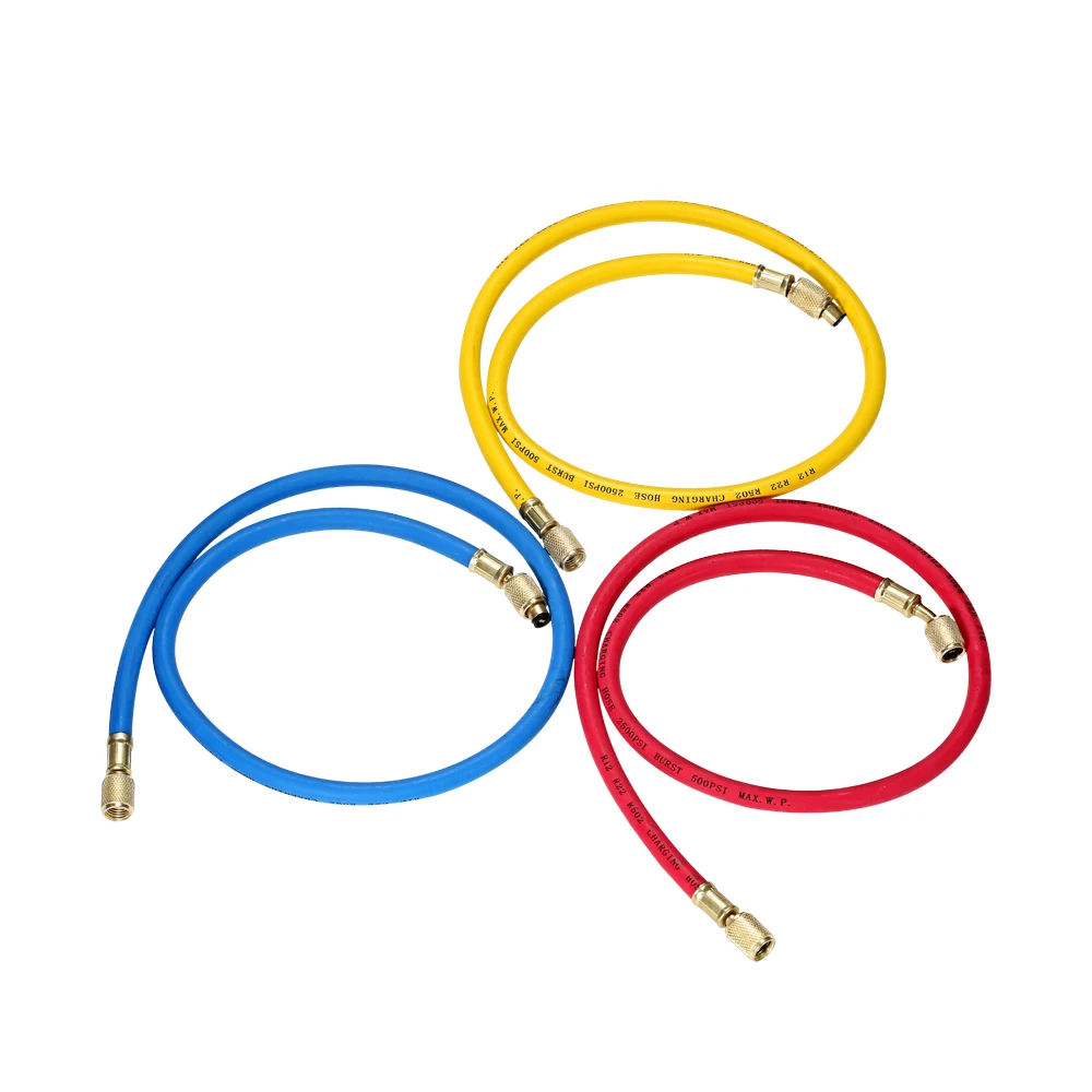 

3pcs 1/4" SAE Universal R12 R22 R502 Manifold Gauge Sets Three-color Charging Hoses for HVAC Air Condition Refrigerant