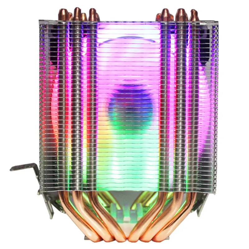 3/4PIN RGB светодиодный Процессор кулер 6-Heatpipe двойная башня 12V 9 см охлаждения радиатора для LGA 1150/1151/1155/1156/775/1366 AMD 2011 - Цвет лезвия: Aurora light