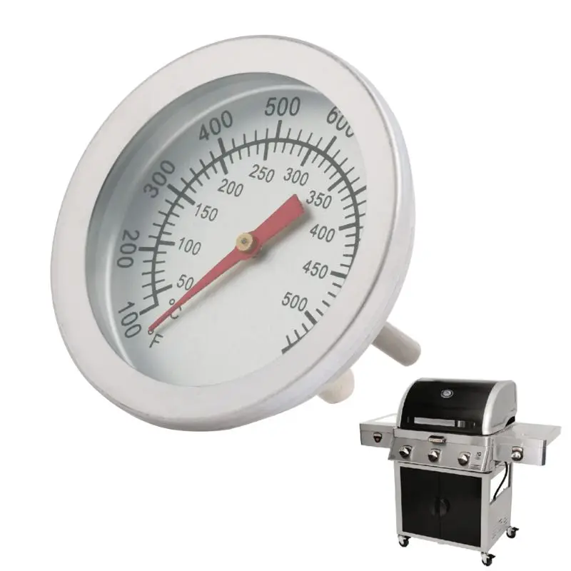 Barbecue BBQ Smoker Grill Thermometer Temperature Gauge 50-500°C Stainless Steel 