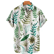 

2022 Men's Shirts Hawaiian Camicias Casual Summer One Button Wild Plant 3D Printed Shirts Short-sleeve Blouses Top Plus Size 5XL