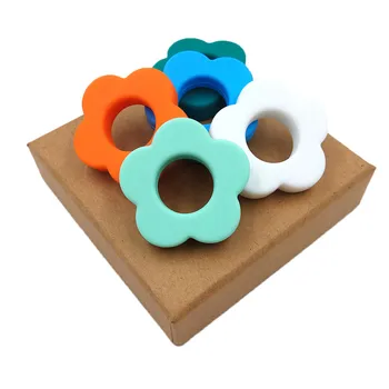 

1Pcs Silicone Beads 45mm Flower Shape Teether DIY Baby Nursing Food Grade Beads Accessorie Color Perle Silicone Teething Toys