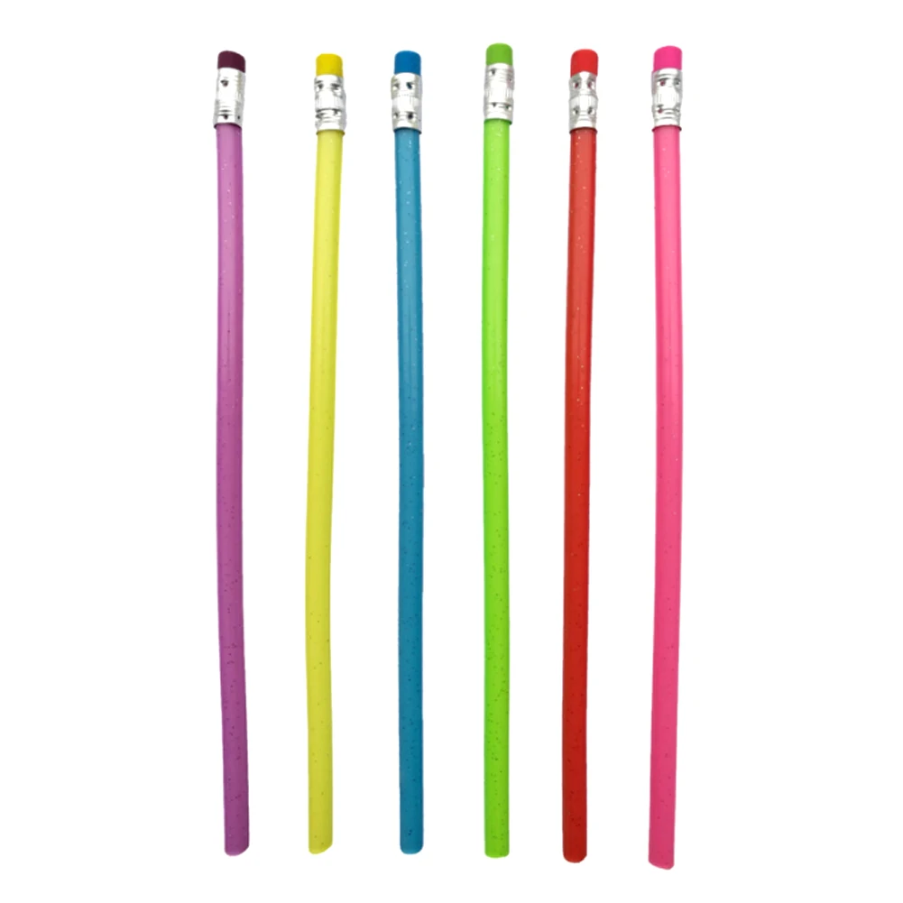 6Pcs Bendable Flexible Soft Pencil Eraser Colorful Student School Stationarys - Цвет: Glitter Powder