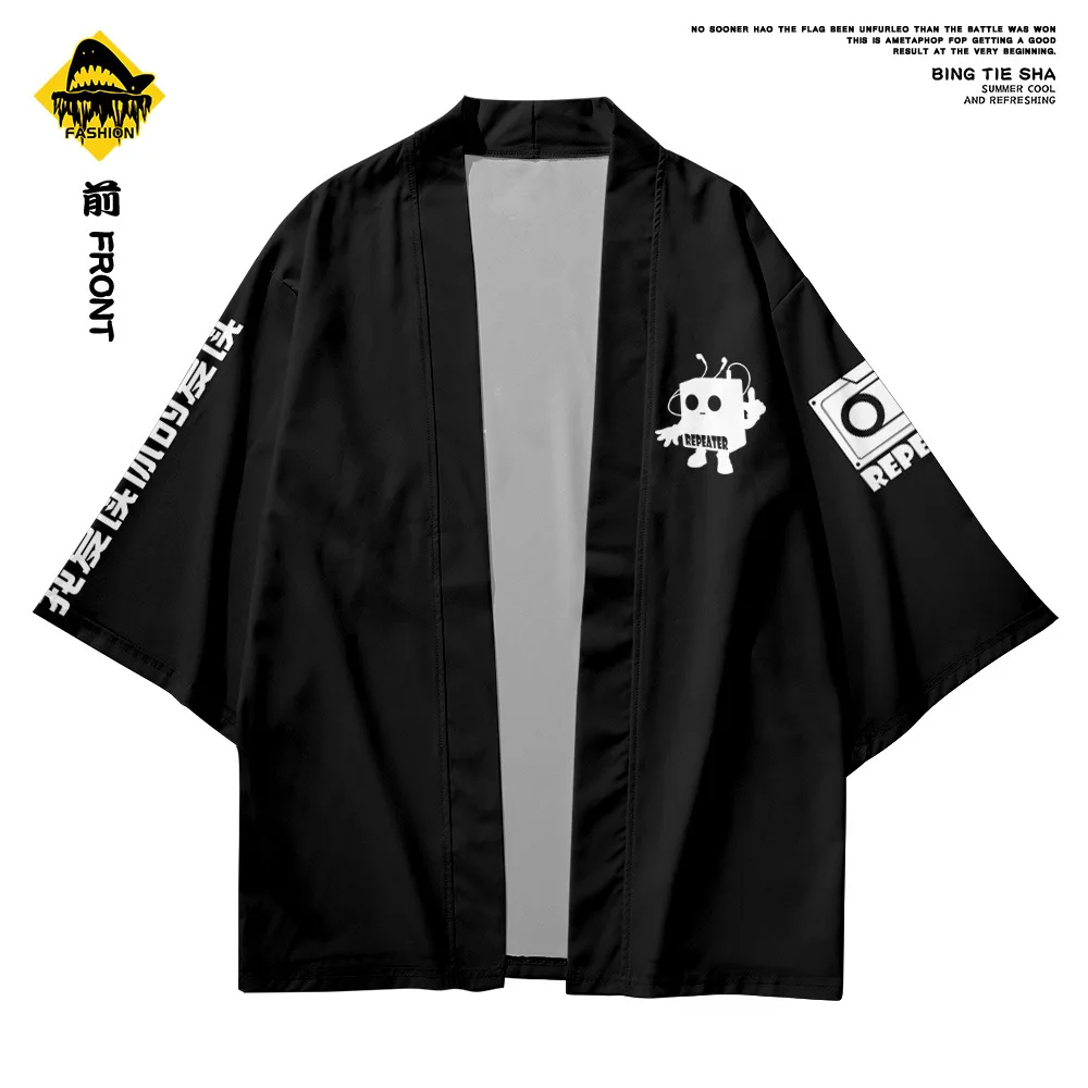 Kimono Suit Man Japanese Clothes Yukata Male Samurai Costume Haori Obi Beach Kimono Cardigan And Pant Streetwear Jacket