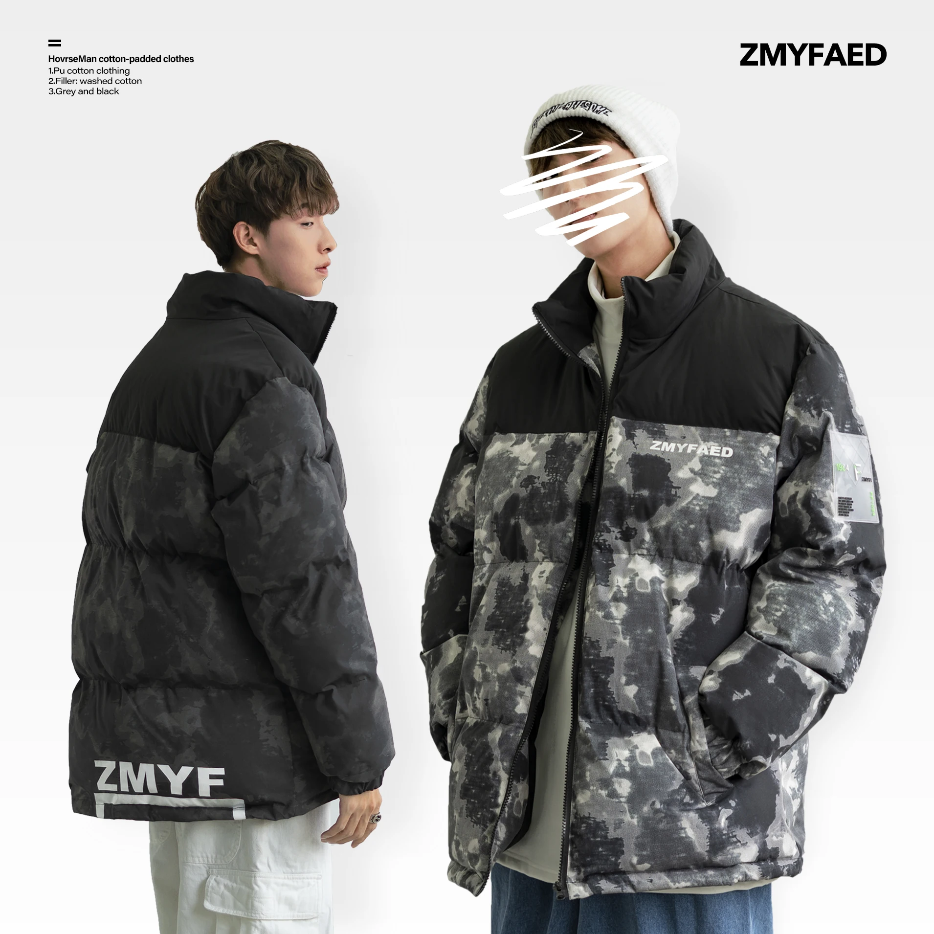 

2020 Winter New Patchwork Parkas Mens Casual Loose Warm Coat Man Stand Collar Clothing Male Thicken Zipper Camouflage Parka