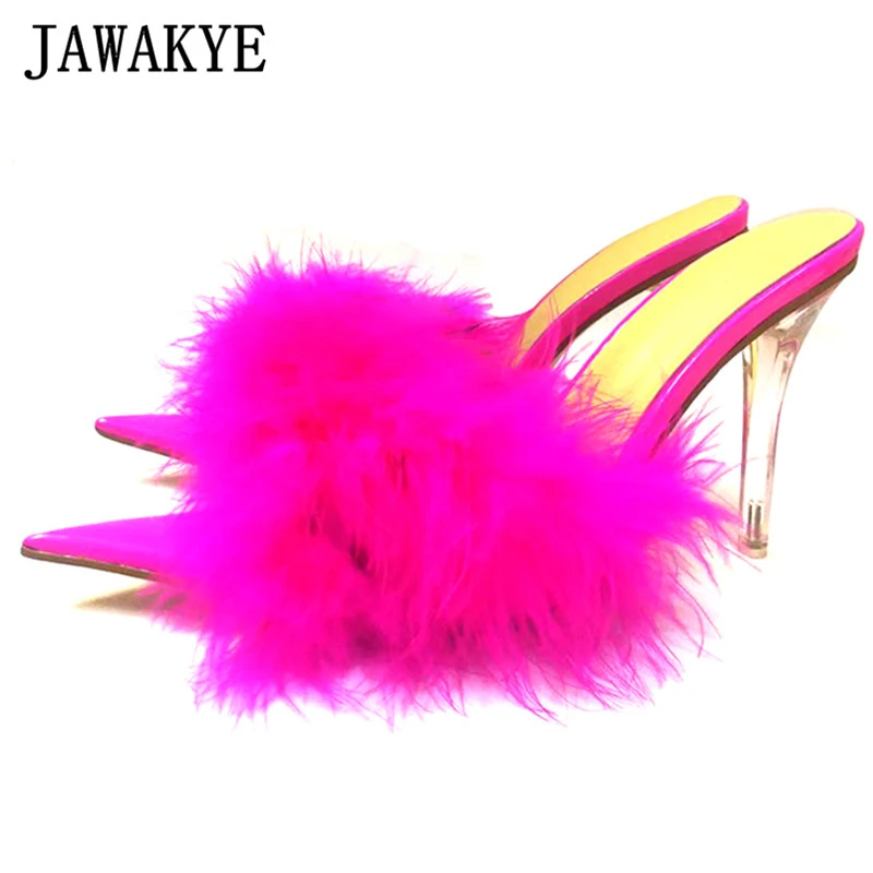 Hot pink feather heels Clearance
