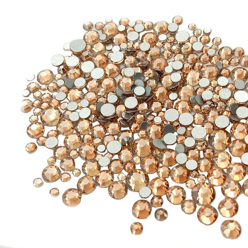 golden shadow 420 шт Стразы для дизайна ногтей, плоские с оборота стеклянные кристаллы, АБ амулеты, круглые стразы для ногтей, 6 размеров, украшения для ногтей - Цвет: golden shadow
