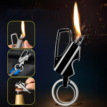 

Board The Keychain Cigarette Cigar Flint Lighter Windproof Metal Matches Men Gadgets Kerosene Oil Square Metal Gasoline Lighter