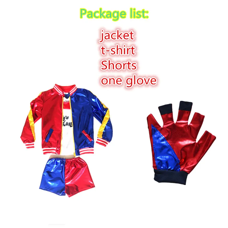 4pcs set Костюм Харли Куинн, 24 часа, косплей, для детей, девочек, женщин, взрослых, Джокер, отряд самоубийц, куртка, год, Пурим, карнавальный костюм - Цвет: 4pcs set