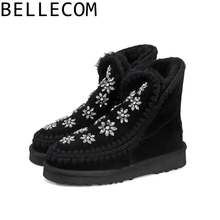 

BELLECOM New Women's Leather British Wind Army Boots with Martin Boots women shoes woman ankle Boots for women platform shoes