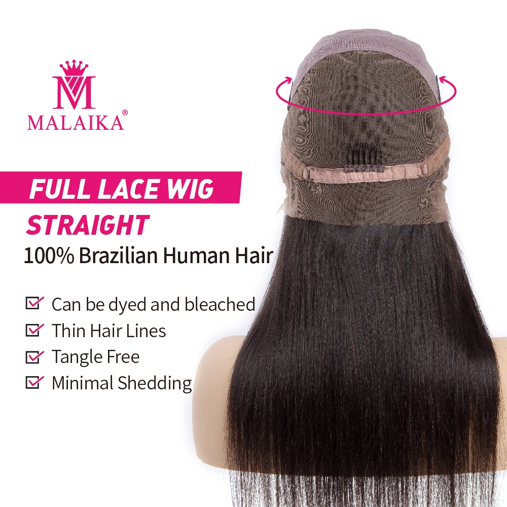 MALAIKA волосы Рождество полный шнурок человеческие волосы парики 12-28 дюймов бразильские прямые волосы натуральный цвет человеческие волосы парики