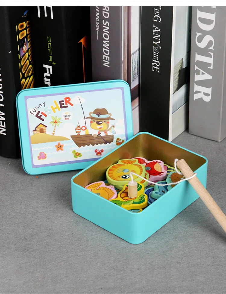 Магнитные деревянные рыболовные игрушки для детей раннего обучения малышей игровой домик игрушки питьевой железный ящик развивающая игрушка montessori